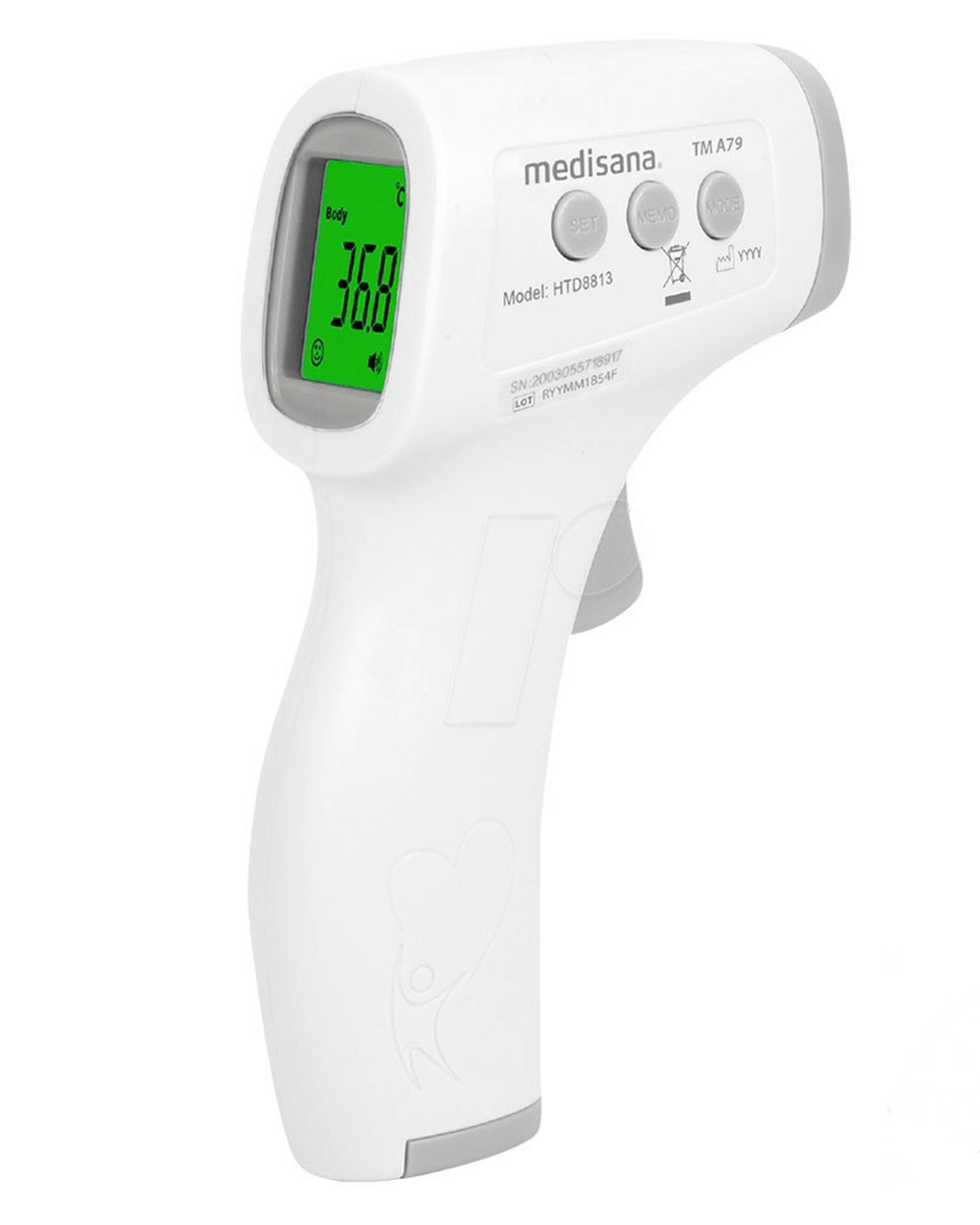 Medisana TM A79, Kaukolämpömittari, Harmaa, Valkoinen, Universaali, Painikkeet, °C, °F, Ruumiinlämpötila, Pintalämpötila