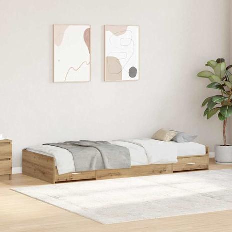 vidaXL Sängyn runko päätyllä Artisan tammi 100 x 200 cm Tekninen puu