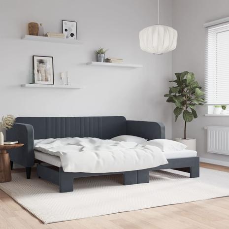 vidaXL Vuodesohva rullilla tummanharmaa 90x190 cm sametti