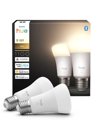 Philips Hue LED-älylamppu, White, E27, 1100 lm, 2-pack