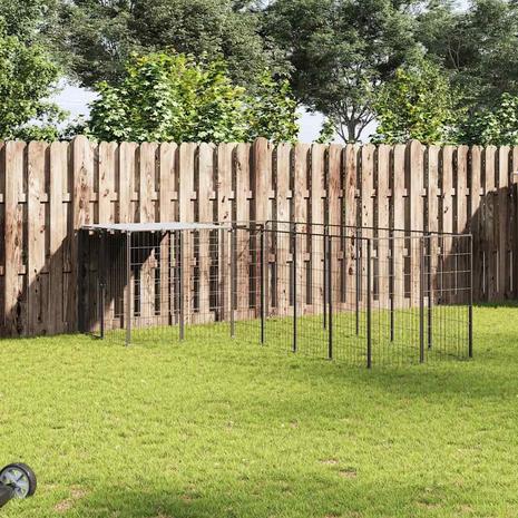 vidaXL Koiranhäkki musta 8,47 mÂ² teräs