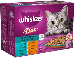 WHISKAS 1+ SURF&TURF 12X85G HYYTELä?SSä?
