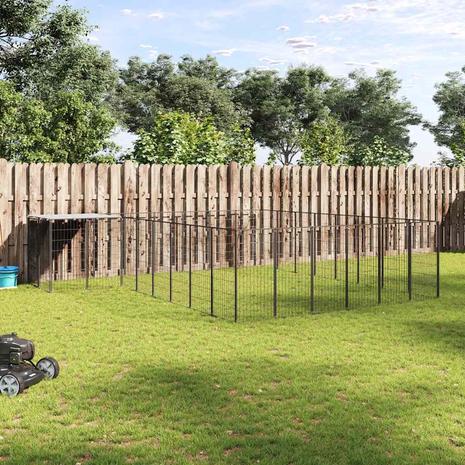 vidaXL Koiranhäkki musta 15,73 mÂ² teräs