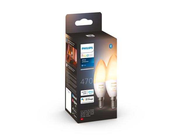 Philips Hue White Ambiance 6 W E14, bluetooth-kynttilälamput 2 kpl
