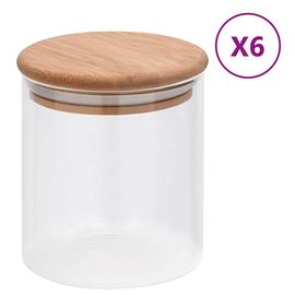 vidaXL Lasiset säilytyspurkit bambukansilla 6 kpl 600 ml