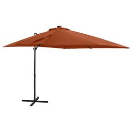 vidaXL Riippuva aurinkovarjo tangolla ja LED-valoilla terrakotta 250cm