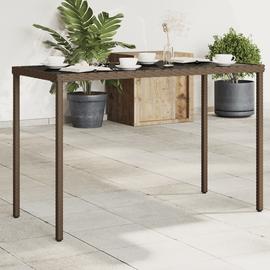 vidaXL Puutarhapöytä lasipöytälevy ruskea 115x54x74 cm polyrottinki