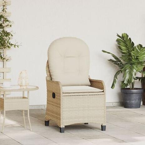 vidaXL Lepotuoli Tyynyllä Beige Polyrottinki