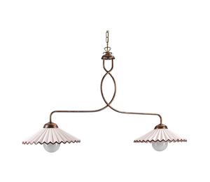 Riippuvalo Rosina, 2-lamp. vaaleanpunainen/pronssi