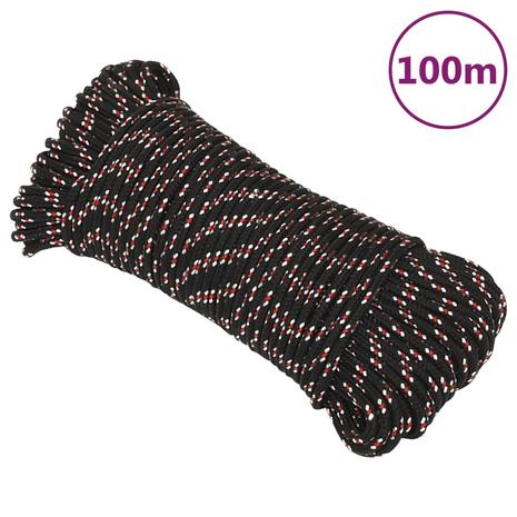 vidaXL Veneköysi musta 4 mm 100 m polypropeeni