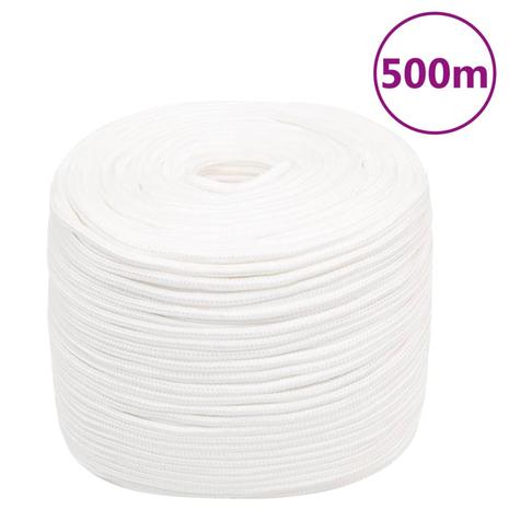 vidaXL Veneköysi täysvalkoinen 10 mm 500 m polypropeeni