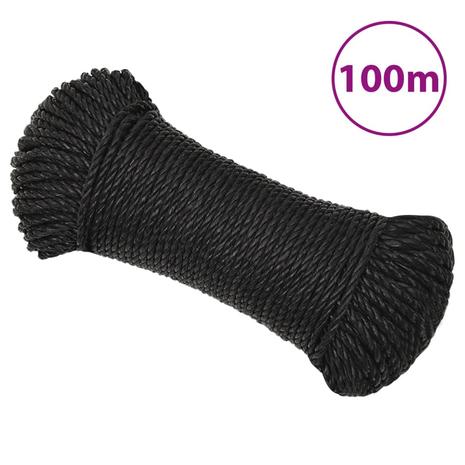 vidaXL Työköysi musta 6 mm 100 m polypropeeni