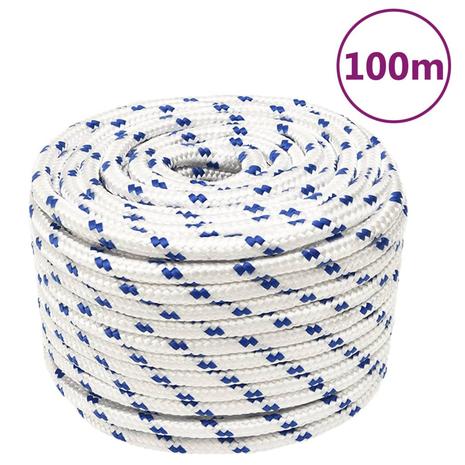 vidaXL Veneköysi valkoinen 14 mm 100 m polypropeeni