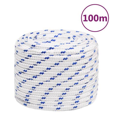 vidaXL Veneköysi valkoinen 18 mm 100 m polypropeeni