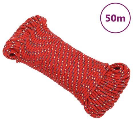 vidaXL Veneköysi punainen 3 mm 50 m polypropeeni