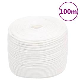 vidaXL Veneköysi täysvalkoinen 10 mm 100 m polypropeeni
