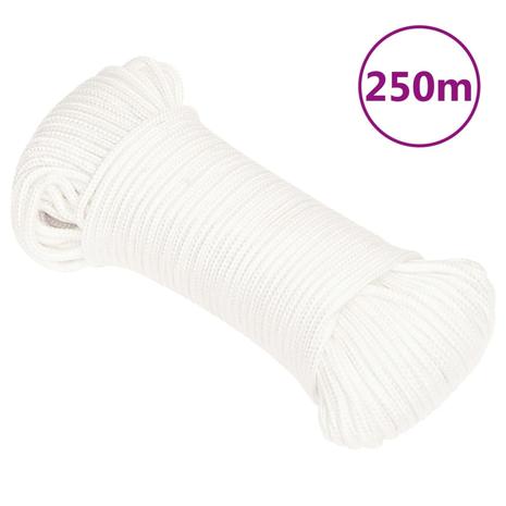 vidaXL Veneköysi täysvalkoinen 4 mm 250 m polypropeeni