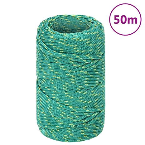 vidaXL Veneköysi vihreä 2 mm 50 m polypropeeni