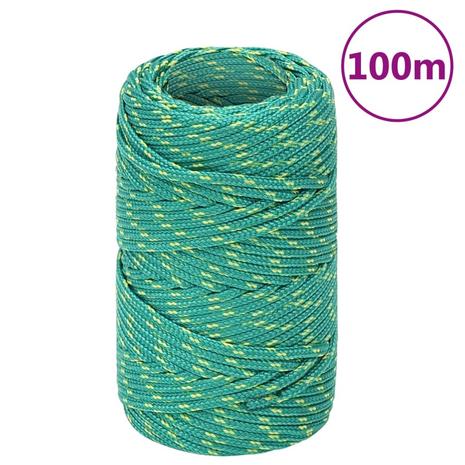 vidaXL Veneköysi vihreä 2 mm 100 m polypropeeni