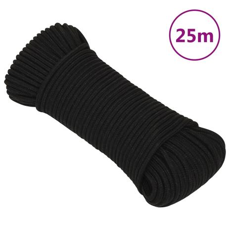 vidaXL Työköysi musta 4 mm 25 m polyesteri