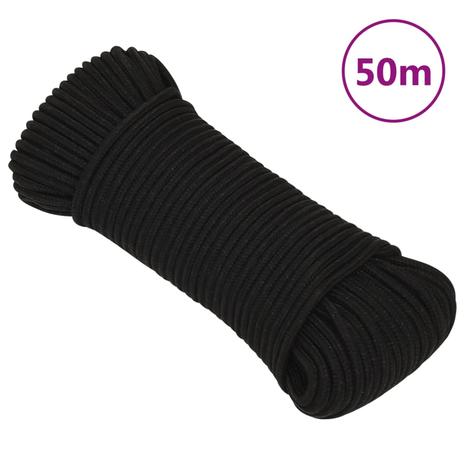 vidaXL Työköysi musta 4 mm 50 m polyesteri