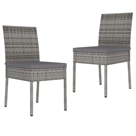 vidaXL Ulkoruokatuolit 2 kpl polyrottinki harmaa – kuva 1/8