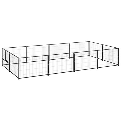 vidaXL Koiranhäkki musta 8 m² teräs