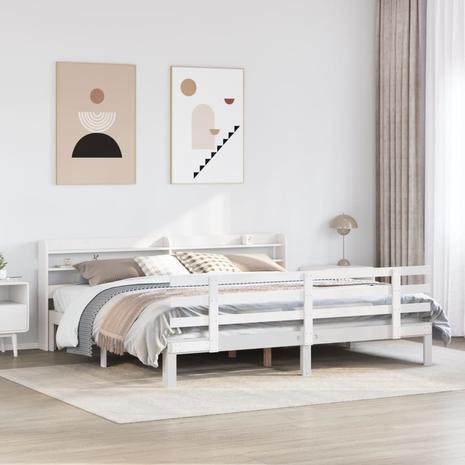 vidaXL Sängynrunko päädyllä valkoinen 180x200 cm täysi mänty