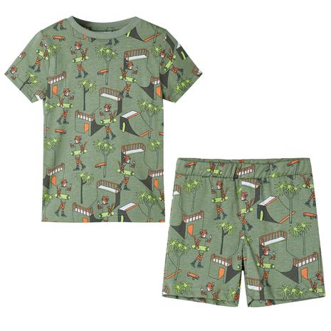 Lasten lyhythihainen pyjama vaalea khaki 116 – kuva 1/6