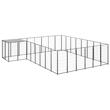 vidaXL Koiranhäkki musta 15,73 mÂ² teräs