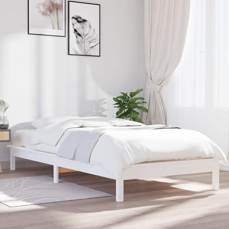 vidaXL Sängynrunko valkoinen 90x190 cm täysi mänty 3FT Single