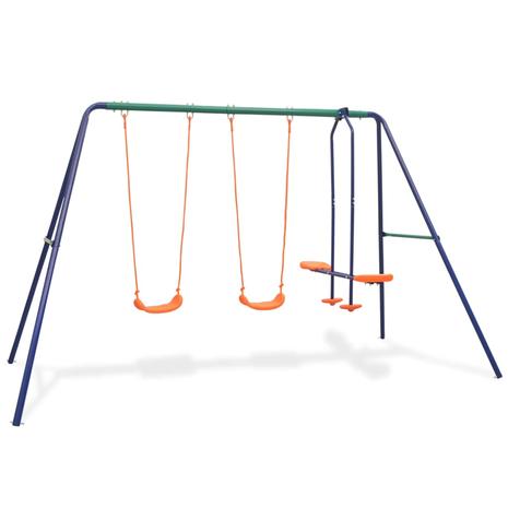 vidaXL Keinuteline 4 istuimella Oranssi – kuva 1/8