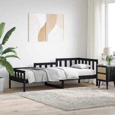 vidaXL Sohvasänky musta 80x200 cm täysi mänty