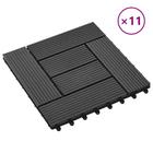 vidaXL Lattialaatat 11 kpl puumuovikomposiitti 30x30 cm 1 mÂ² musta