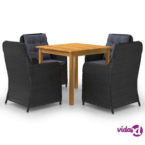 vidaXL 5-osainen puutarhan ruokailuryhmä musta