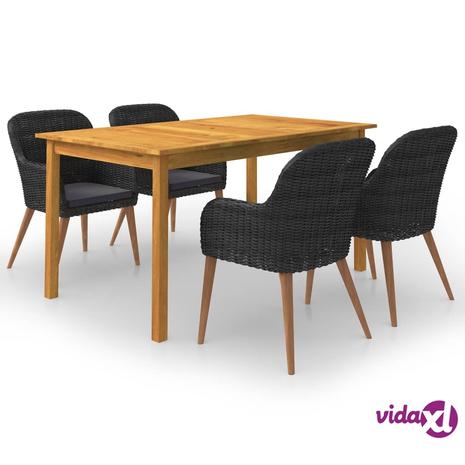 vidaXL 5-osainen puutarhan ruokailuryhmä musta