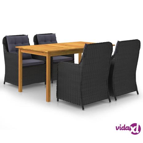 vidaXL 5-osainen ulkoruokailuryhmä musta