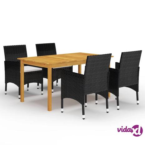 vidaXL 5-osainen ulkoruokailuryhmä musta