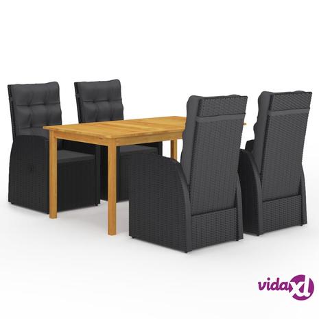 vidaXL 5-osainen ulkoruokailuryhmä musta