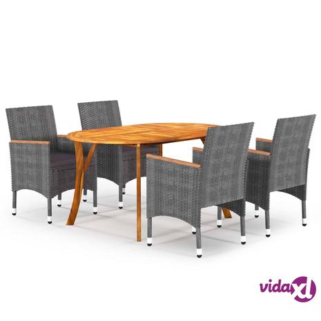 vidaXL 5-osainen ulkoruokailuryhmä harmaa