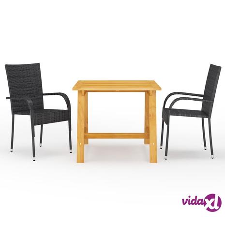 vidaXL 3-osainen Puutarhan ruokailuryhmä musta