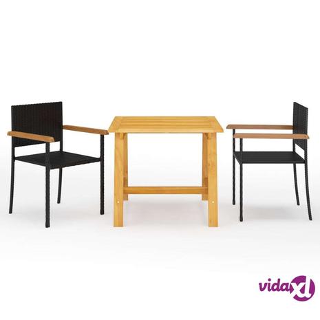 vidaXL 3-osainen Puutarharuokailuryhmä musta