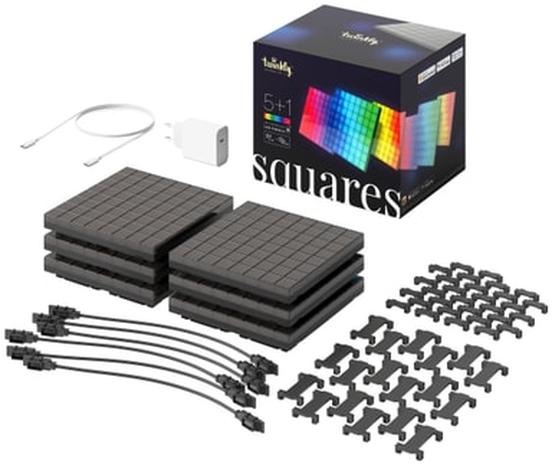 Twinkly Squares 5+1 -pack LED-paneelit, musta, RGB