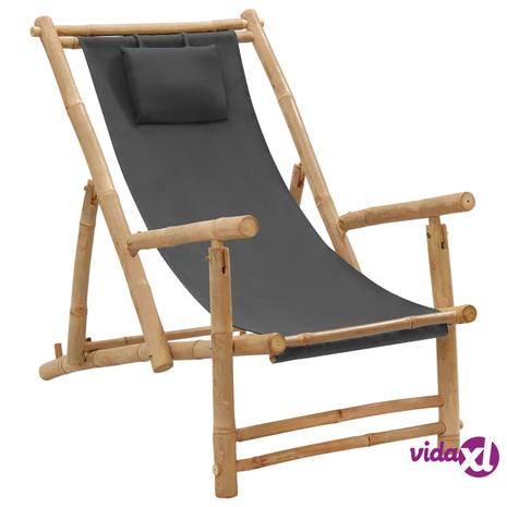 vidaXL Kansituoli bambu ja kangas tummanharmaa