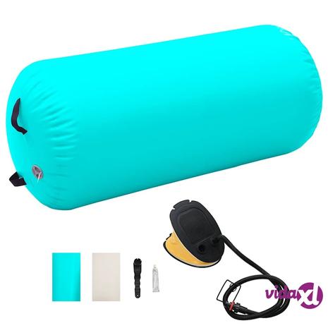 vidaXL Täytettävä voimistelurulla pumpulla 120x75 cm PVC vihreä