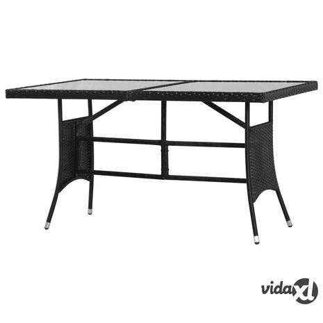 vidaXL Puutarhapöytä 140x80x74 cm polyrottinki musta – kuva 1/4