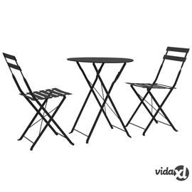 vidaXL 3-osainen Bistrosarja Teräs musta