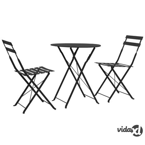 vidaXL 3-osainen Bistrosarja Teräs musta