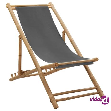 vidaXL Kansituoli bambu ja kangas tummanharmaa