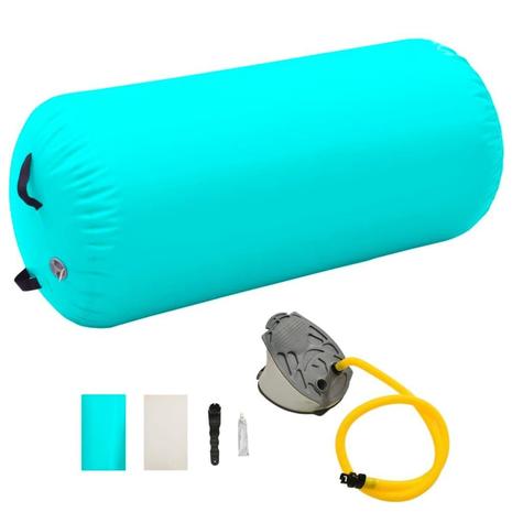 vidaXL Täytettävä voimistelurulla pumpulla 120x75 cm PVC vihreä
